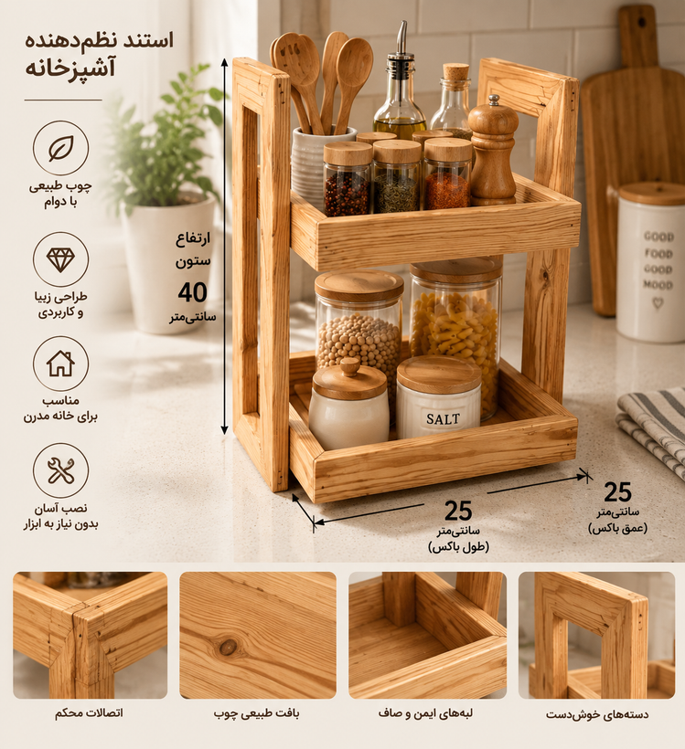 استند نظم دهنده دوطبقه چوب ترموودکدp014