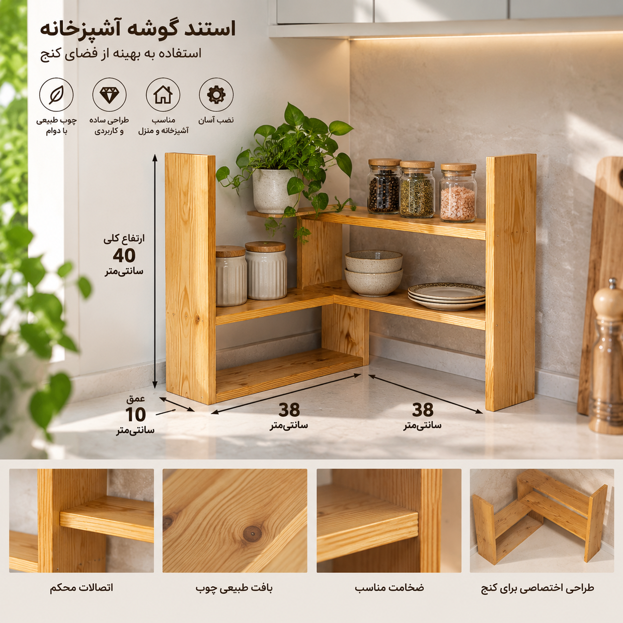 استند آشپزخانه پازلی چوب ترموود کد p006