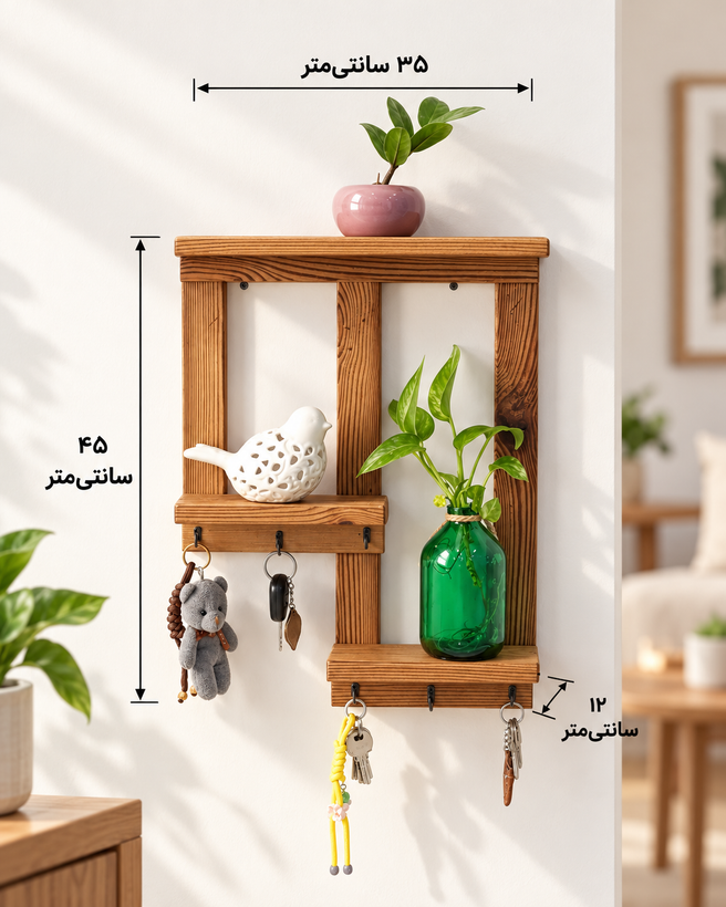 جاکلیدی چوبی ترمو سه طبقه چوب ترموود اصل کد p009